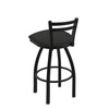 Holland Bar Stool Co 25" Low Back Swivel Counter Stool, Black Wrinkle, Canter Iron Seat 41125BW008